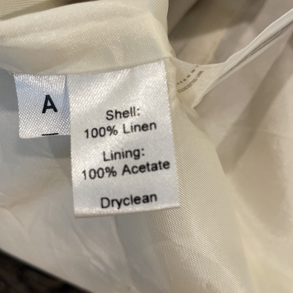 100% Linen skirt with pockets, soft pink, taupe colors, lined with slit in back - Picture 7 of 7